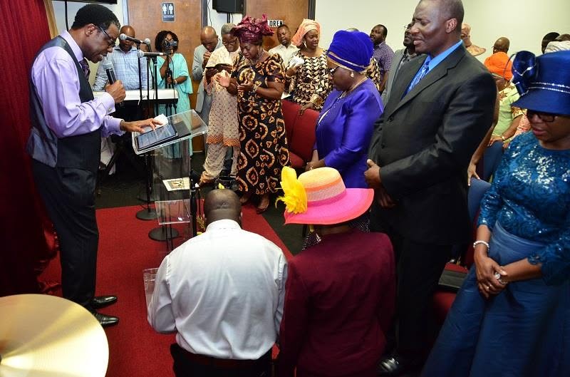 Worshippers gathered close together in the church's first small room